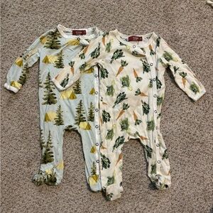 Milkbarn Baby Printed Sleeper Jammies [Bundle of 2] Size 3-6 Months